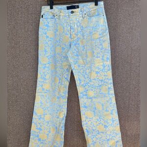 Just Cavalli Floral Vintage Jeans Pants Sz 28 Gold Blue Straight Women’s